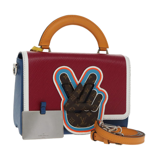 LOUIS VUITTON Epi Peace Love Twist MM Hand Bag Red Blue M52513 LV Auth 96510S
