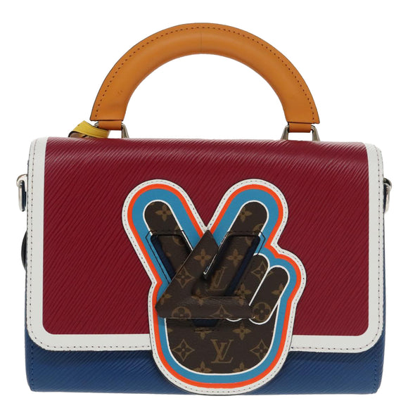 LOUIS VUITTON Epi Peace Love Twist MM Hand Bag Red Blue M52513 LV Auth 96510S