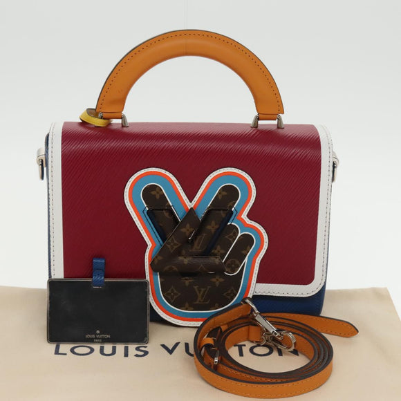 LOUIS VUITTON Epi Peace Love Twist MM Hand Bag Red Blue M52513 LV Auth 96510S