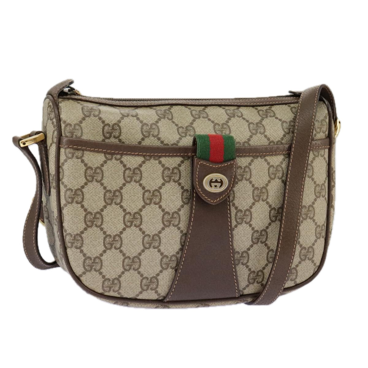 GUCCI GG Supreme Web Sherry Line Shoulder Bag PVC Beige 89 02 032 Auth 96515