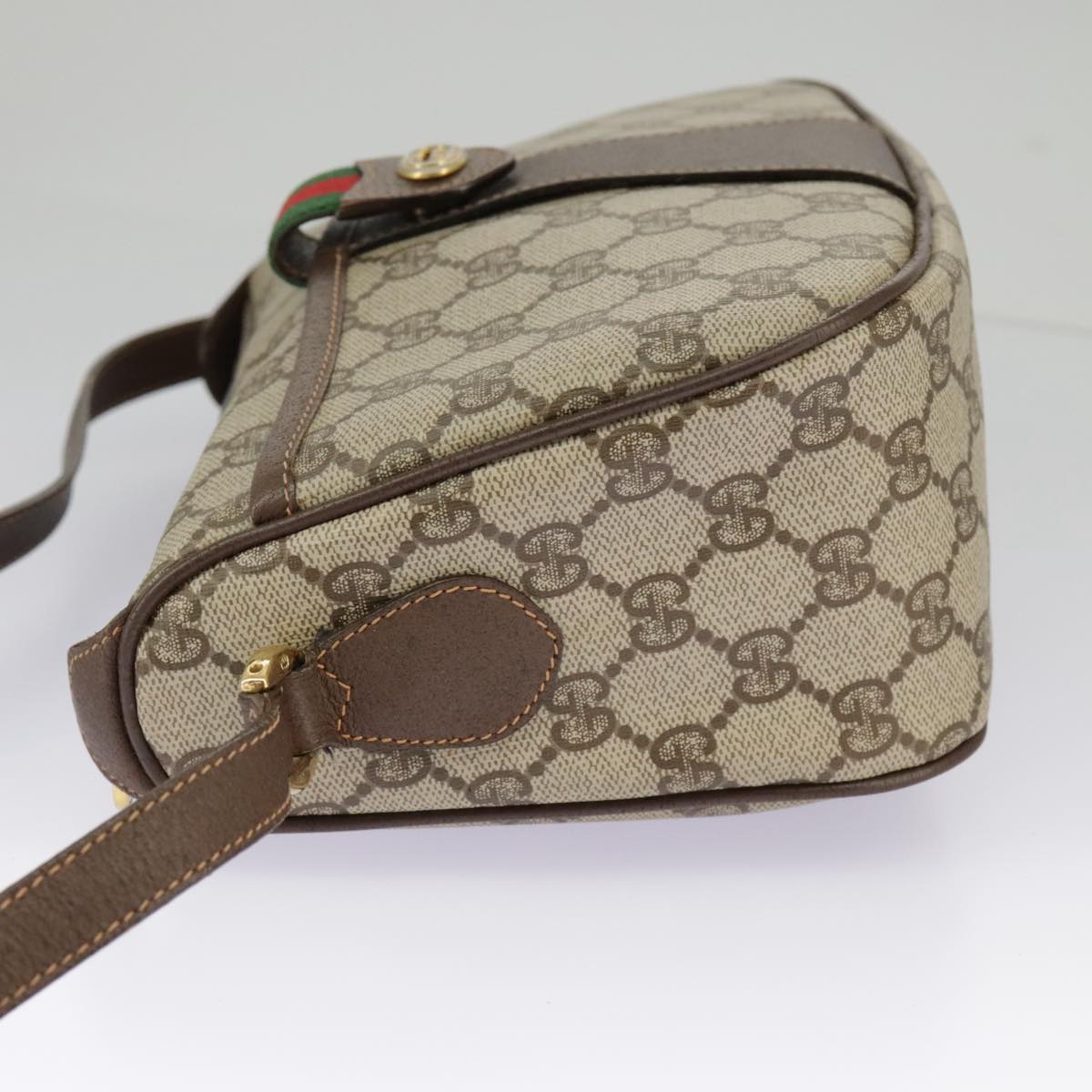 GUCCI GG Supreme Web Sherry Line Shoulder Bag PVC Beige 89 02 032 Auth 96515