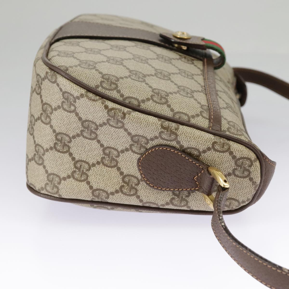 GUCCI GG Supreme Web Sherry Line Shoulder Bag PVC Beige 89 02 032 Auth 96515