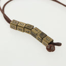 CELINE Necklace Canvas Brown Auth 96523-4