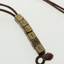 CELINE Necklace Canvas Brown Auth 96523-5