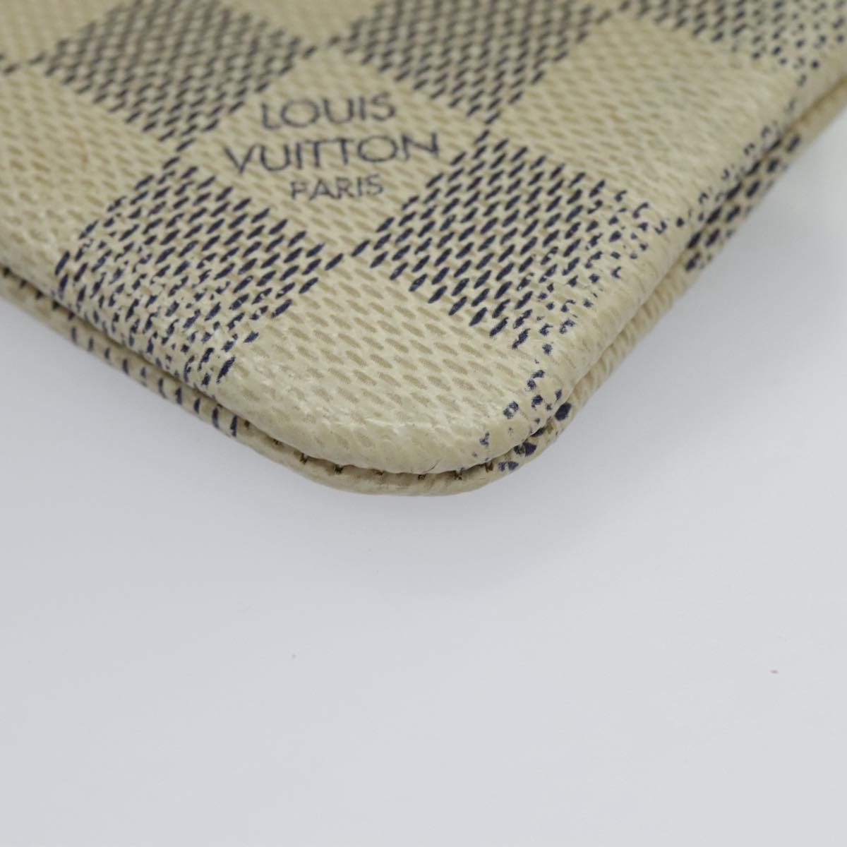 LOUIS VUITTON Damier Azur Pochette Cles Coin Purse N62659 LV Auth 96552