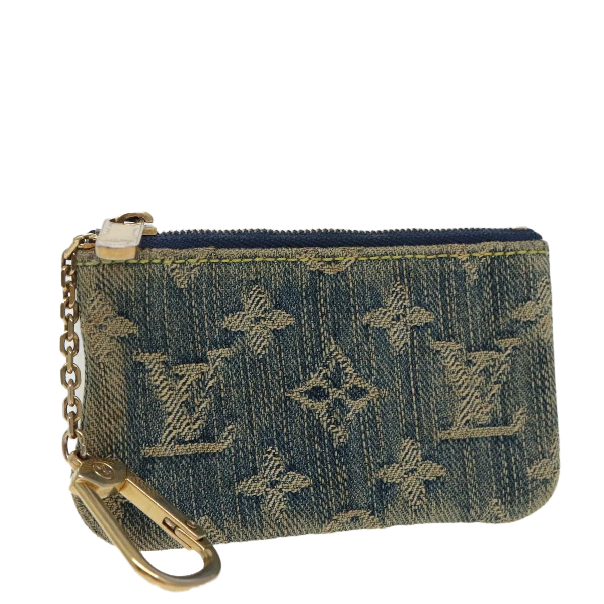 LOUIS VUITTON Monogram Denim Pochette Cles Coin Purse Blue M95343 Auth 96553