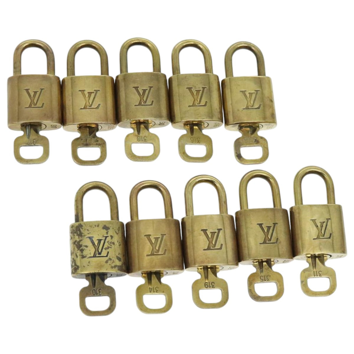 LOUIS VUITTON Padlock 10set metal Gold Tone LV Auth 96559