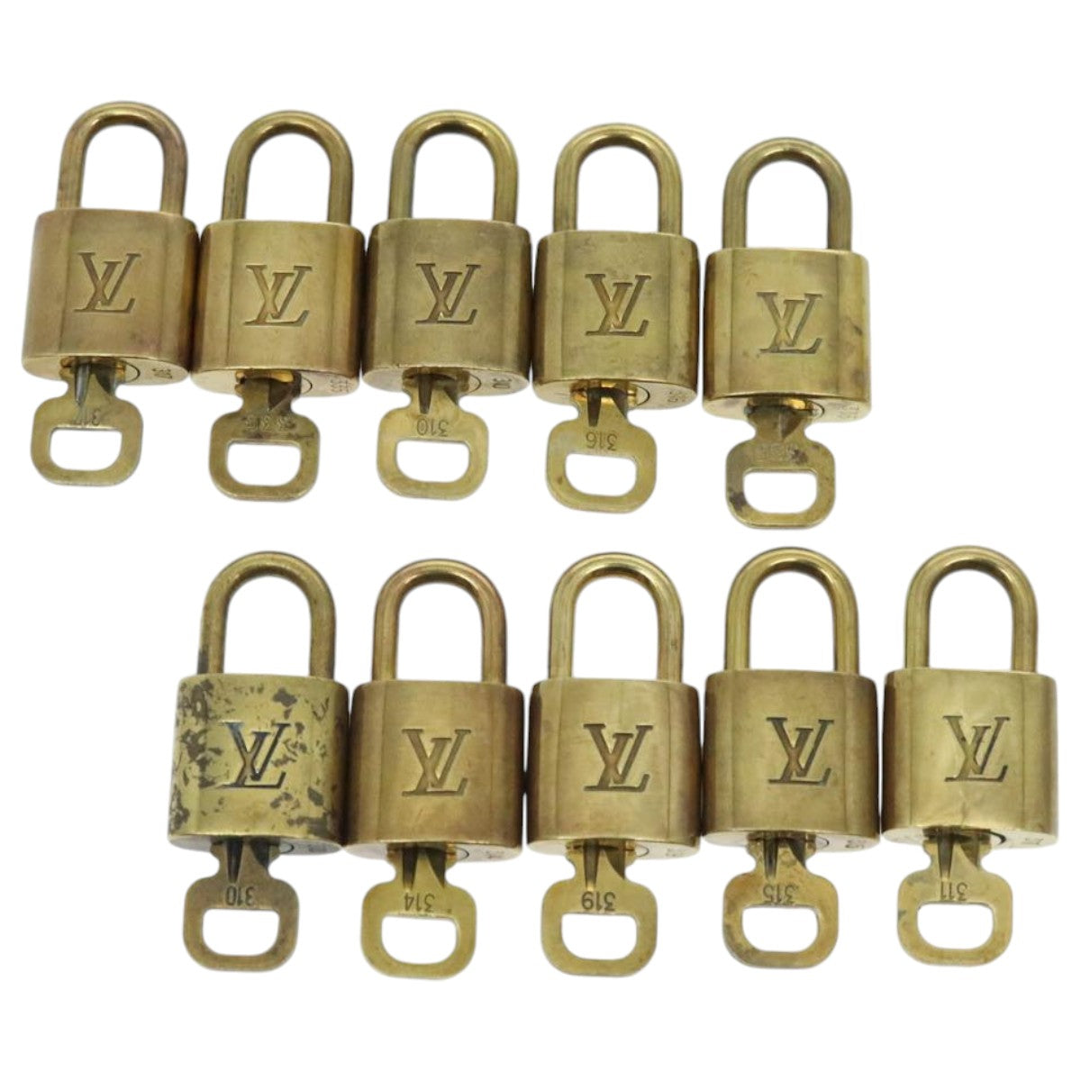 LOUIS VUITTON Padlock 10set metal Gold Tone LV Auth 96559 - 0