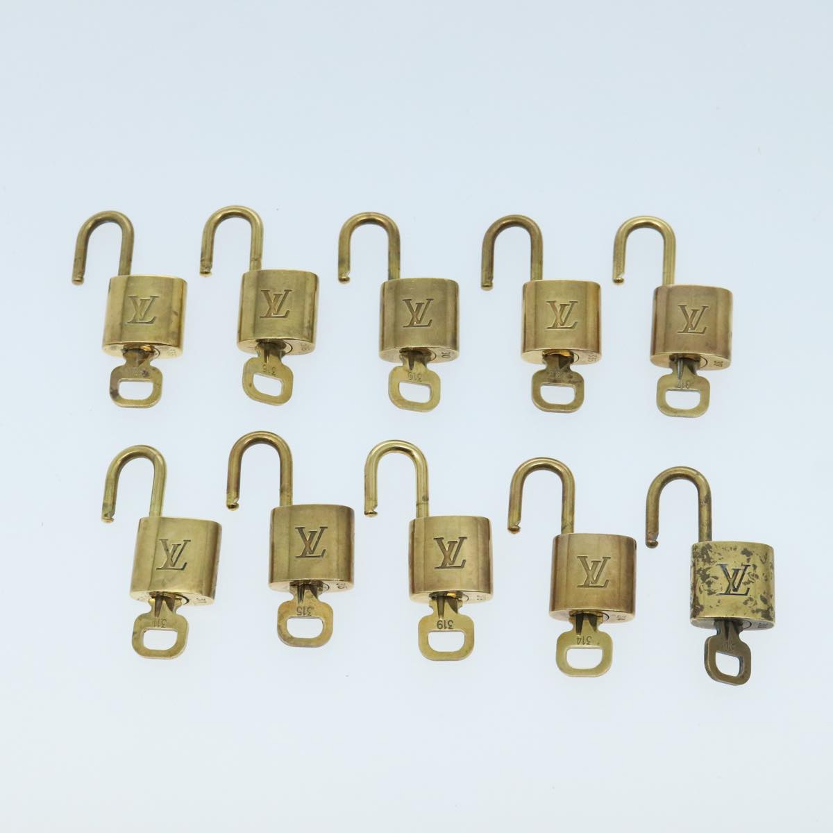 LOUIS VUITTON Padlock 10set metal Gold Tone LV Auth 96559