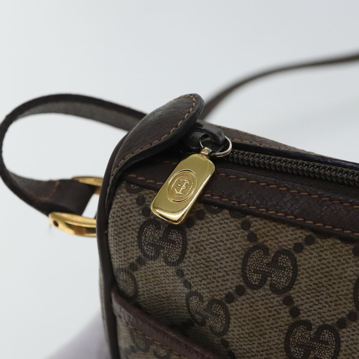 GUCCI GG Supreme Web Sherry Line Shoulder Bag PVC Beige 89 02 032 Auth 96586