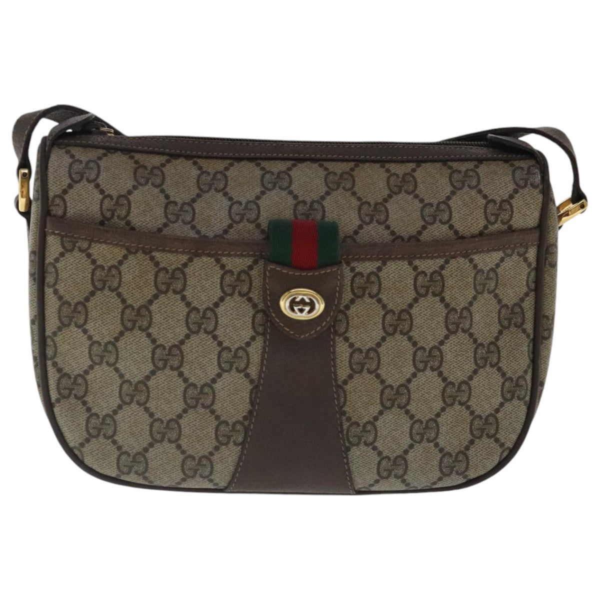 GUCCI GG Supreme Web Sherry Line Shoulder Bag PVC Beige 89 02 032 Auth 96586 - 0