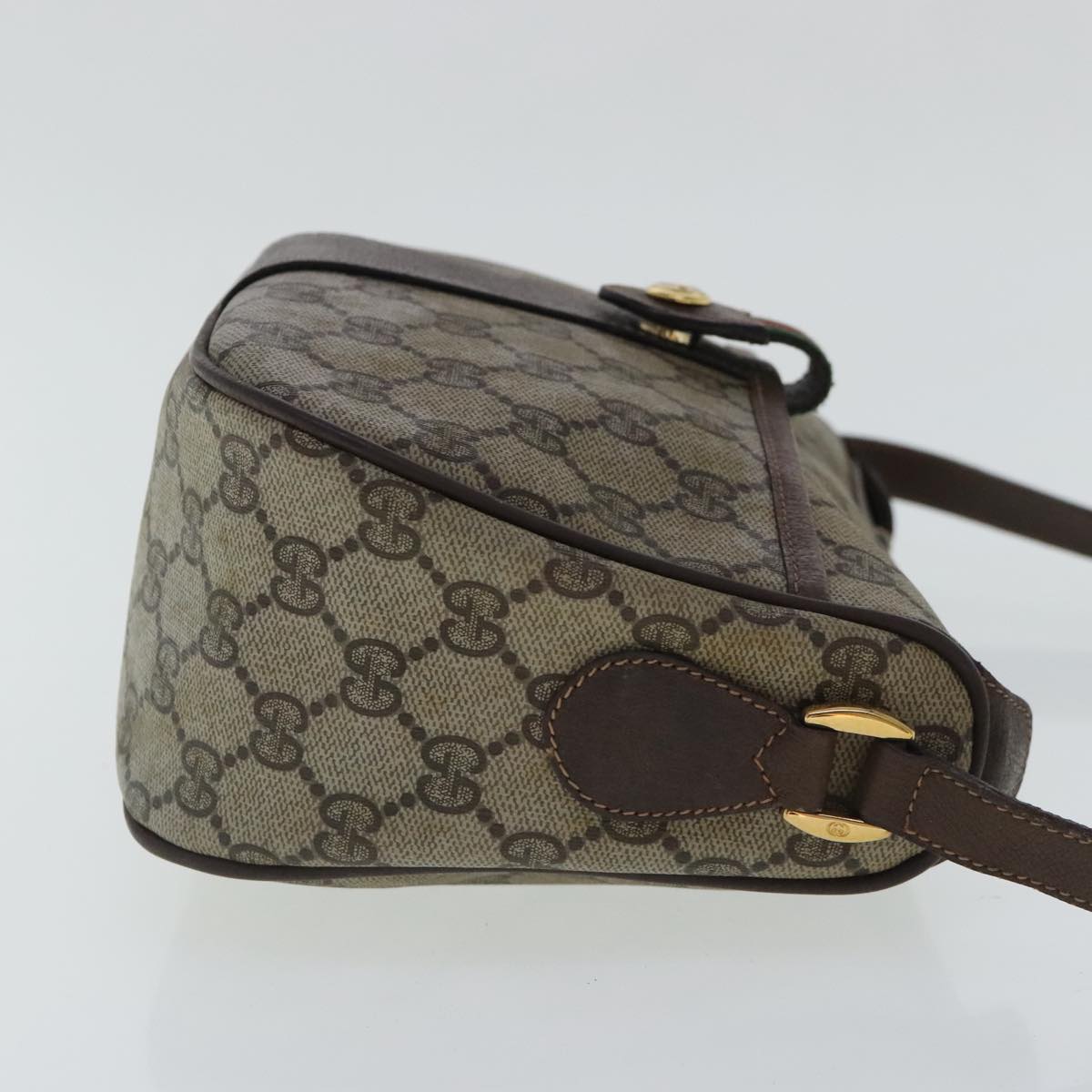 GUCCI GG Supreme Web Sherry Line Shoulder Bag PVC Beige 89 02 032 Auth 96586