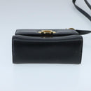 Salvatore Ferragamo Gancini Shoulder Bag Leather Navy Gold Auth 96590-5