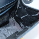 Salvatore Ferragamo Gancini Shoulder Bag Leather Navy Gold Auth 96590-19