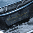 Salvatore Ferragamo Gancini Shoulder Bag Leather Navy Gold Auth 96590-12