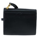 Salvatore Ferragamo Gancini Shoulder Bag Leather Navy Gold Auth 96590-2