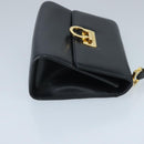 Salvatore Ferragamo Gancini Shoulder Bag Leather Navy Gold Auth 96590-3