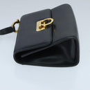 Salvatore Ferragamo Gancini Shoulder Bag Leather Navy Gold Auth 96590-4