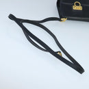 Salvatore Ferragamo Gancini Shoulder Bag Leather Navy Gold Auth 96590-7