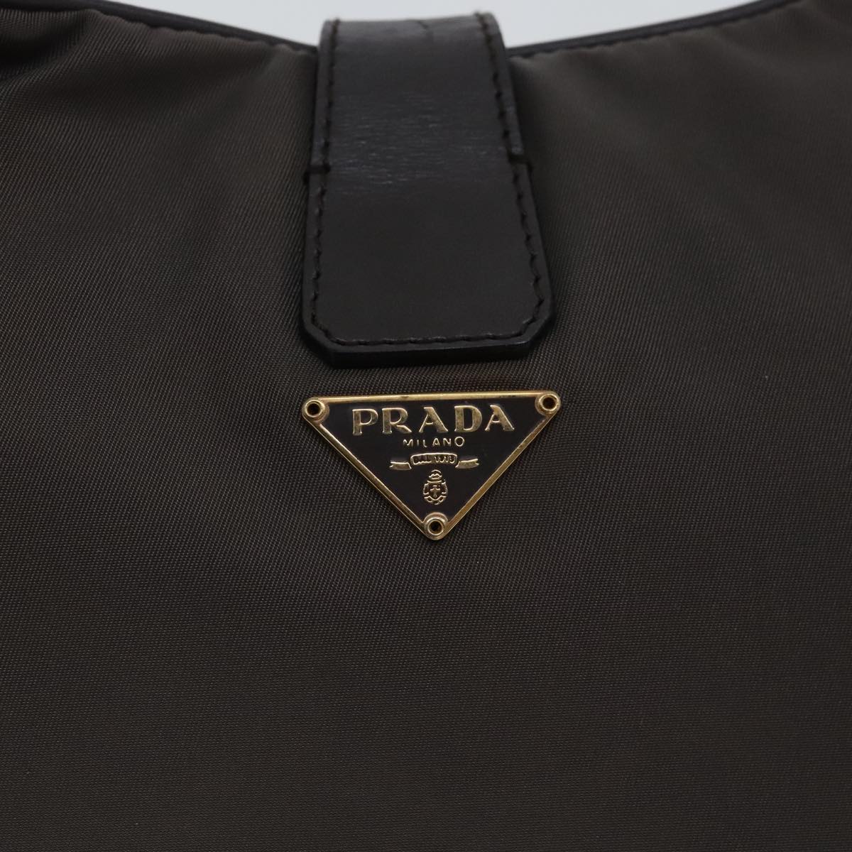 PRADA Shoulder Bag Nylon Gray Gold Auth 96594