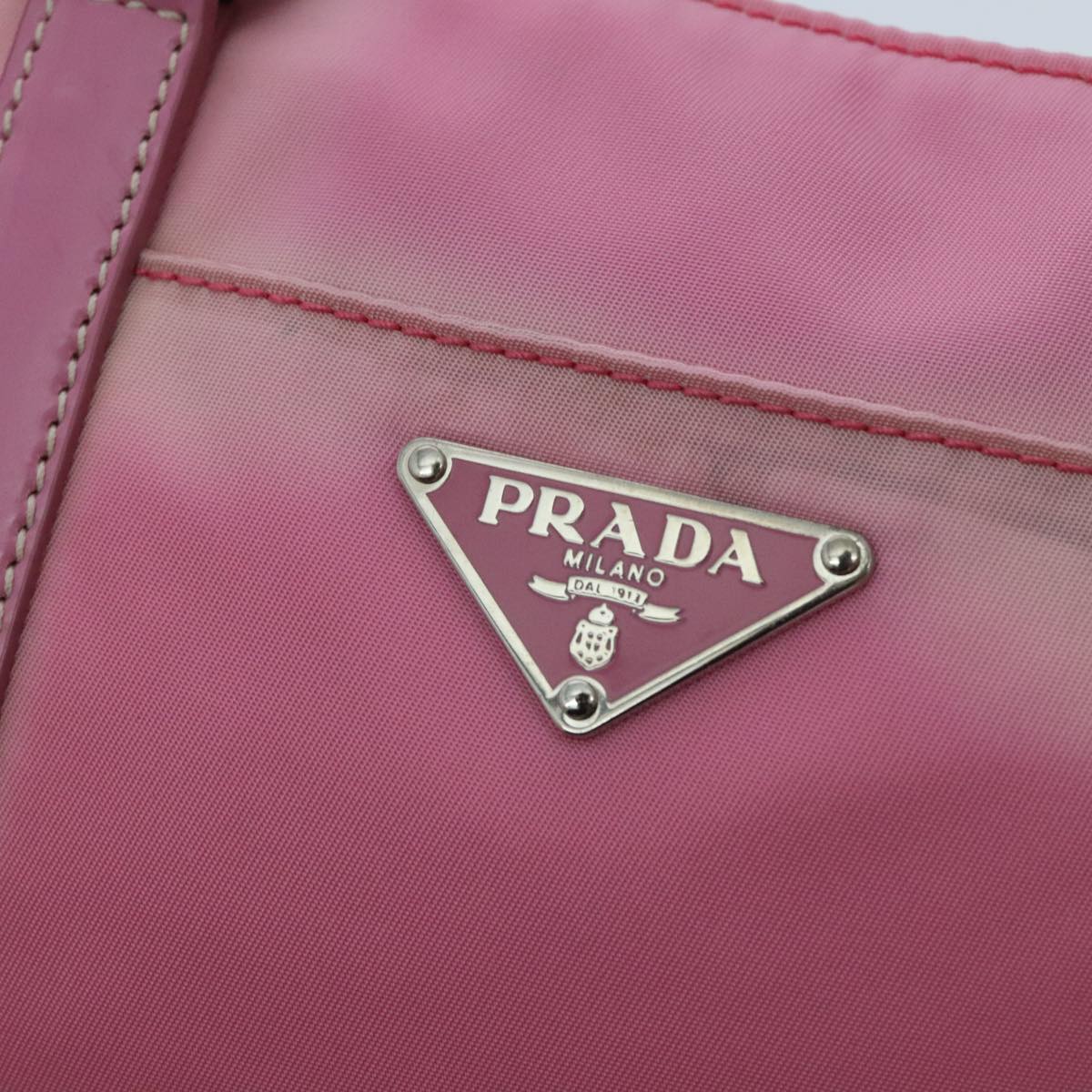 PRADA Hand Bag Nylon 2way Pink Silver Auth 96596