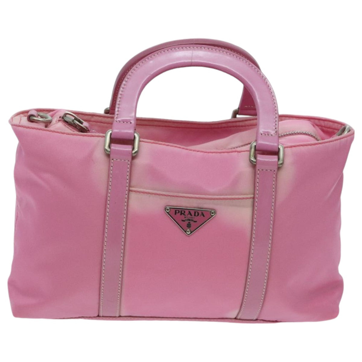 PRADA Hand Bag Nylon 2way Pink Silver Auth 96596 - 0