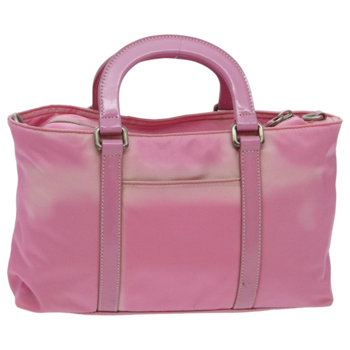 PRADA Hand Bag Nylon 2way Pink Silver Auth 96596