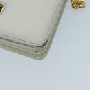 PRADA Chain Shoulder Bag Safiano leather White Gold Auth 96597-11