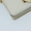 PRADA Chain Shoulder Bag Safiano leather White Gold Auth 96597-12