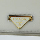 PRADA Chain Shoulder Bag Safiano leather White Gold Auth 96597-15
