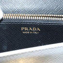 PRADA Chain Shoulder Bag Safiano leather White Gold Auth 96597-16