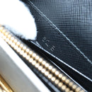 PRADA Chain Shoulder Bag Safiano leather White Gold Auth 96597-20