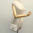 PRADA Chain Shoulder Bag Safiano leather White Gold Auth 96597-21