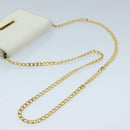 PRADA Chain Shoulder Bag Safiano leather White Gold Auth 96597-8