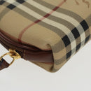 Burberrys Nova Check Pouch PVC Beige Gold Auth 96598-15