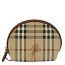 Burberrys Nova Check Pouch PVC Beige Gold Auth 96598-13