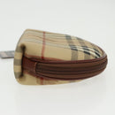 Burberrys Nova Check Pouch PVC Beige Gold Auth 96598-3