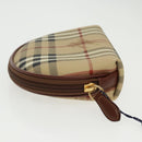 Burberrys Nova Check Pouch PVC Beige Gold Auth 96598-4