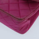 CHANEL Matelasse Chain Shoulder Bag Satin Gold Pink CC Auth 96601-14