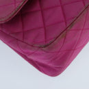 CHANEL Matelasse Chain Shoulder Bag Satin Gold Pink CC Auth 96601-15