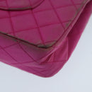 CHANEL Matelasse Chain Shoulder Bag Satin Gold Pink CC Auth 96601-16