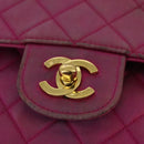 CHANEL Matelasse Chain Shoulder Bag Satin Gold Pink CC Auth 96601-18