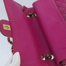 CHANEL Matelasse Chain Shoulder Bag Satin Gold Pink CC Auth 96601-19