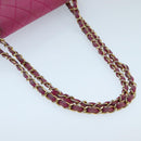 CHANEL Matelasse Chain Shoulder Bag Satin Gold Pink CC Auth 96601-7