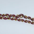 CHANEL Matelasse Chain Shoulder Bag Satin Gold Pink CC Auth 96601-8