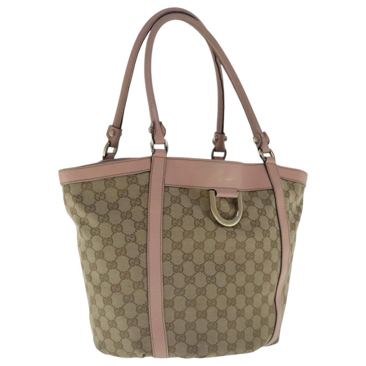 GUCCI GG Canvas Tote Bag Beige Gold 211982 Auth 96607