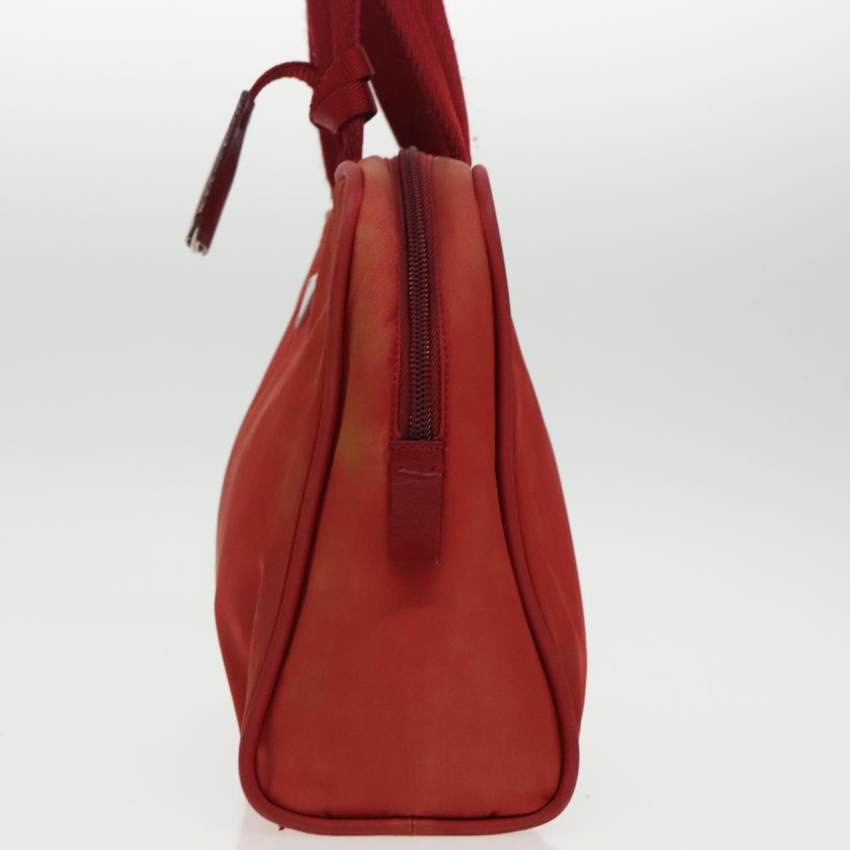 PRADA Hand Bag Nylon Red Silver Auth 96619