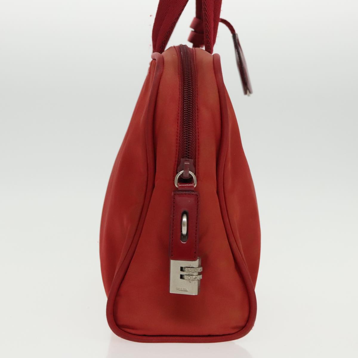 PRADA Hand Bag Nylon Red Silver Auth 96619