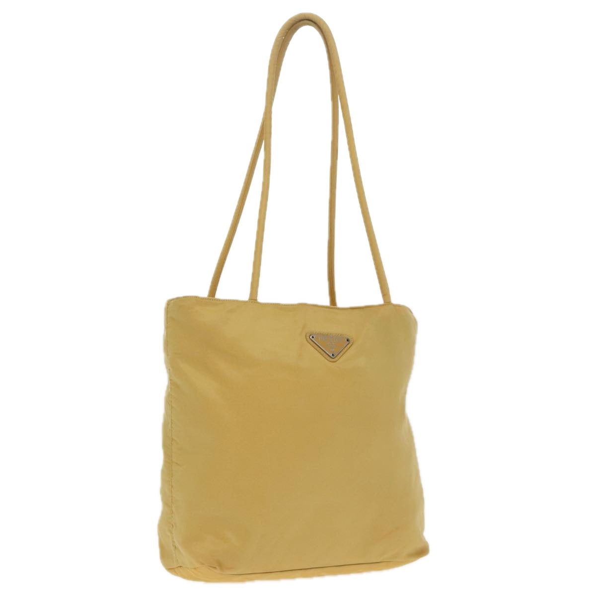 PRADA Tote Bag Nylon Yellow Silver Auth 96620