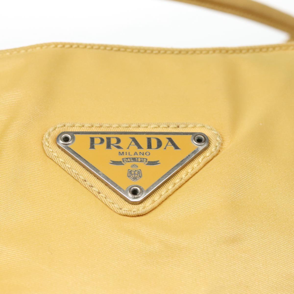 PRADA Tote Bag Nylon Yellow Silver Auth 96620